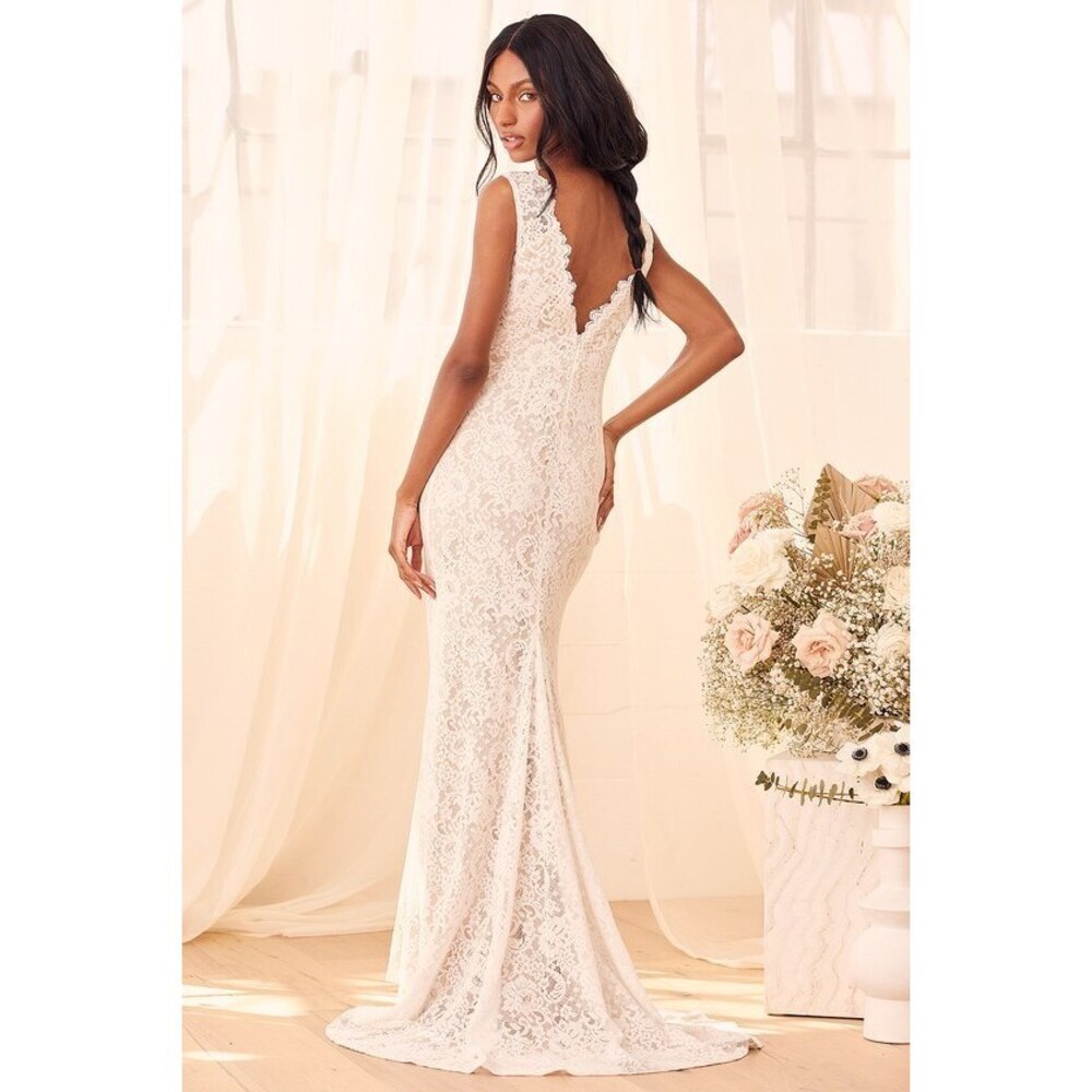 Lulus Spectacular Romance White Lace Sleeveless Mermaid Maxi Dress - Size S
